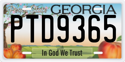 GA license plate PTD9365
