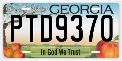 GA license plate PTD9370