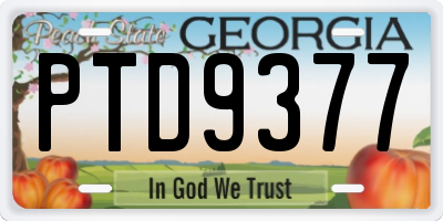 GA license plate PTD9377