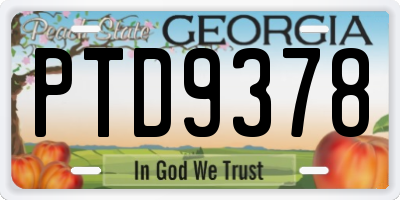 GA license plate PTD9378
