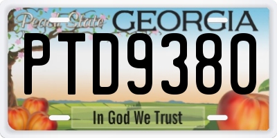 GA license plate PTD9380