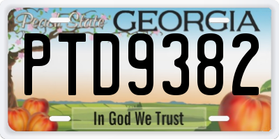 GA license plate PTD9382
