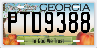 GA license plate PTD9388