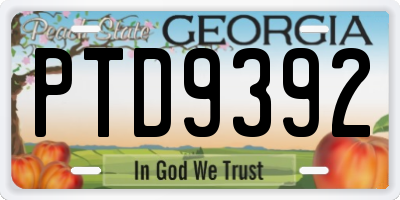 GA license plate PTD9392