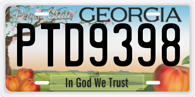 GA license plate PTD9398
