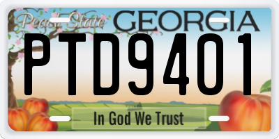 GA license plate PTD9401