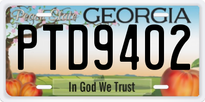 GA license plate PTD9402