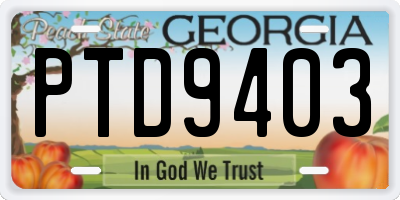 GA license plate PTD9403