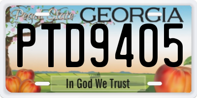 GA license plate PTD9405