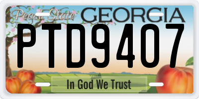 GA license plate PTD9407