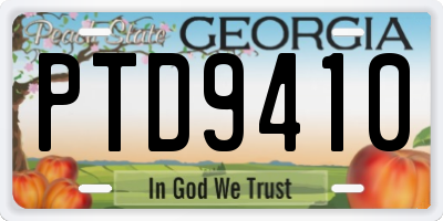 GA license plate PTD9410