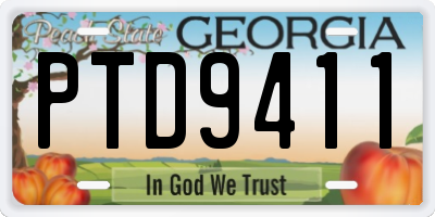 GA license plate PTD9411