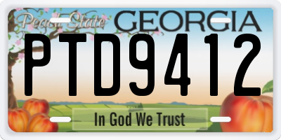 GA license plate PTD9412