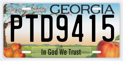 GA license plate PTD9415