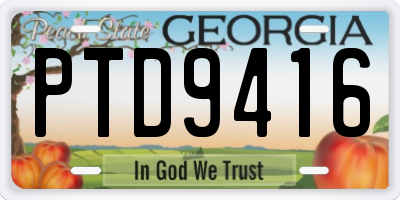 GA license plate PTD9416