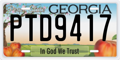 GA license plate PTD9417