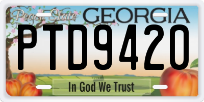 GA license plate PTD9420