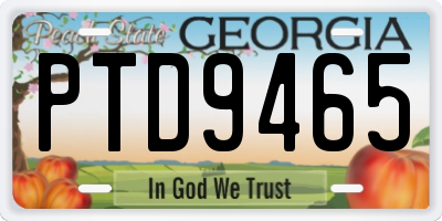 GA license plate PTD9465