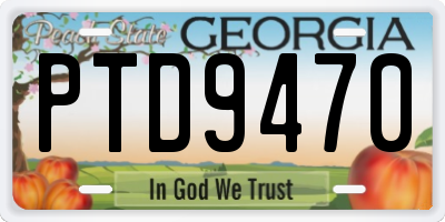 GA license plate PTD9470
