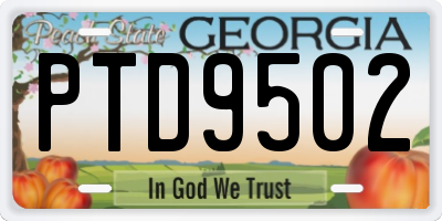 GA license plate PTD9502