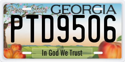 GA license plate PTD9506