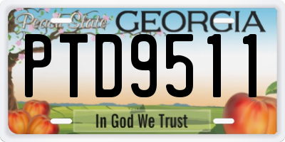 GA license plate PTD9511