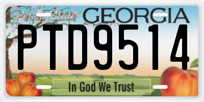 GA license plate PTD9514