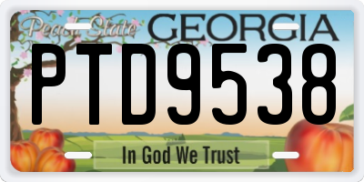 GA license plate PTD9538