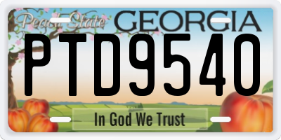 GA license plate PTD9540