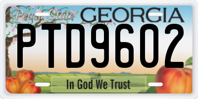 GA license plate PTD9602