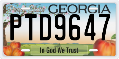 GA license plate PTD9647