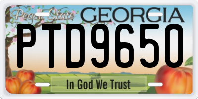 GA license plate PTD9650