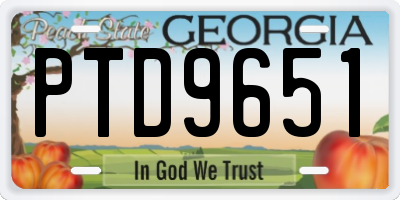 GA license plate PTD9651
