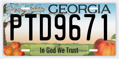 GA license plate PTD9671