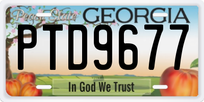GA license plate PTD9677