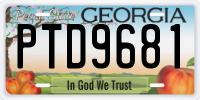 GA license plate PTD9681