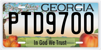 GA license plate PTD9700