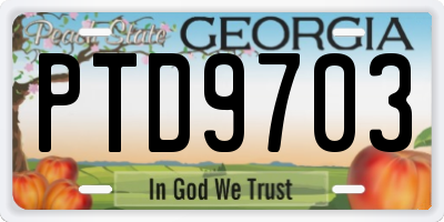 GA license plate PTD9703
