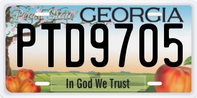 GA license plate PTD9705