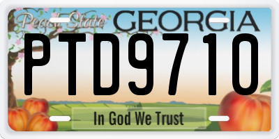GA license plate PTD9710