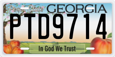 GA license plate PTD9714