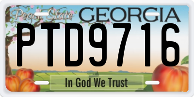 GA license plate PTD9716