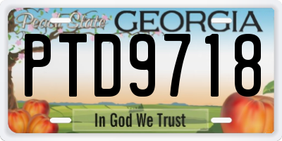 GA license plate PTD9718