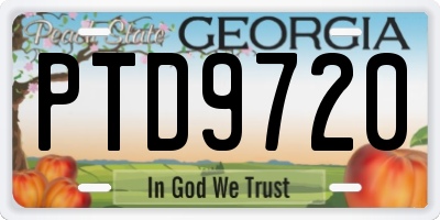 GA license plate PTD9720