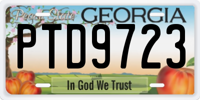 GA license plate PTD9723