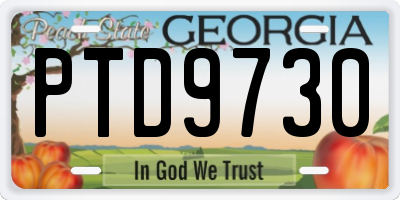 GA license plate PTD9730