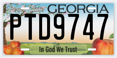 GA license plate PTD9747