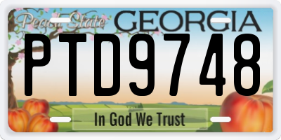 GA license plate PTD9748