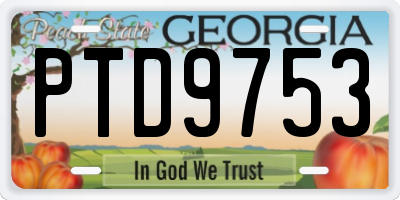 GA license plate PTD9753