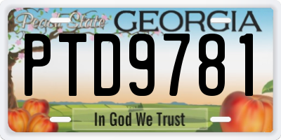 GA license plate PTD9781